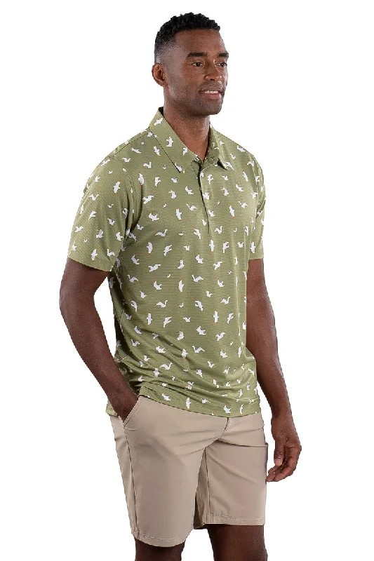 Men's sustainable travel polo shirt-Men's active lifestyle t-shirt-Toby Polo Seagull Print - FINAL SALE