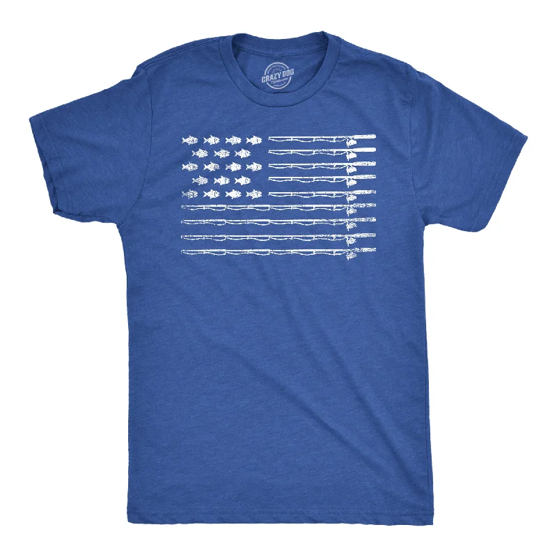 Men's ultra-breathable gym t-shirt-Fishing American Flag Men's T Shirt