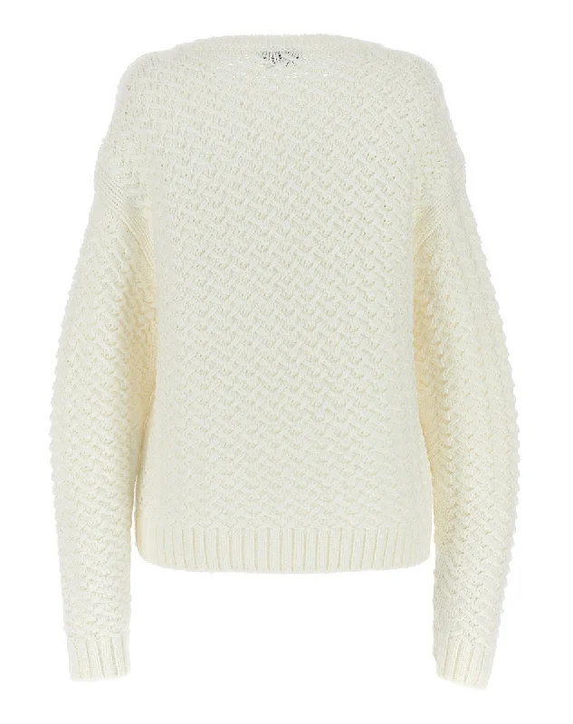 Men's classic sweatshirt-Men's summer fitness t-shirt-Tom Ford Womens Virgin Wool Sweater In White