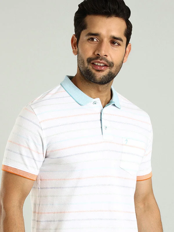 Men's durable casual polo shirt-Men's comfortable exercise t-shirt-Men Striped Polo T-Shirt