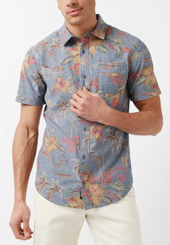 Men's bamboo shirt-Men's lightweight athletic wear t-shirt-Sunil Chambray Buttoned Shirt - BM23893