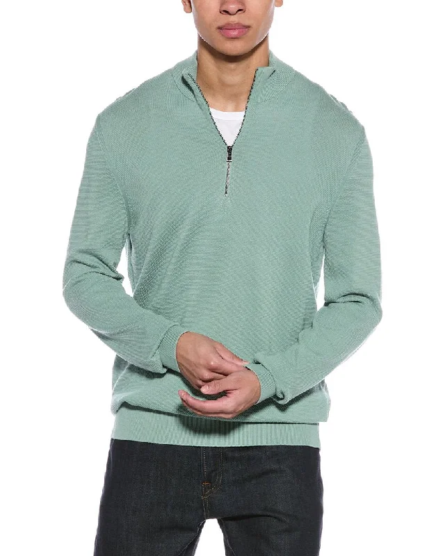 Men's easy-care sweatshirt-Men's lightweight athletic wear t-shirt-BOSS Hugo Boss Ebrando 1/4-Zip Mock Sweater