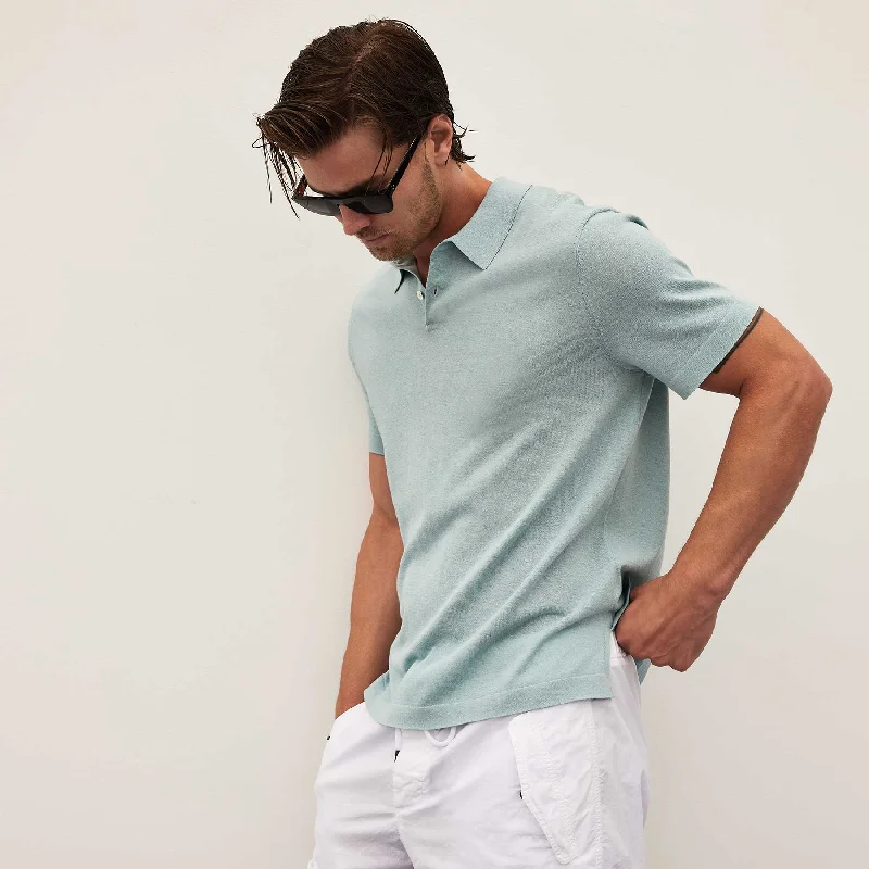 Men's lightweight gym polo shirt-Men's lightweight athletic wear t-shirt-San Jacinto Knit Polo - Baby Blue