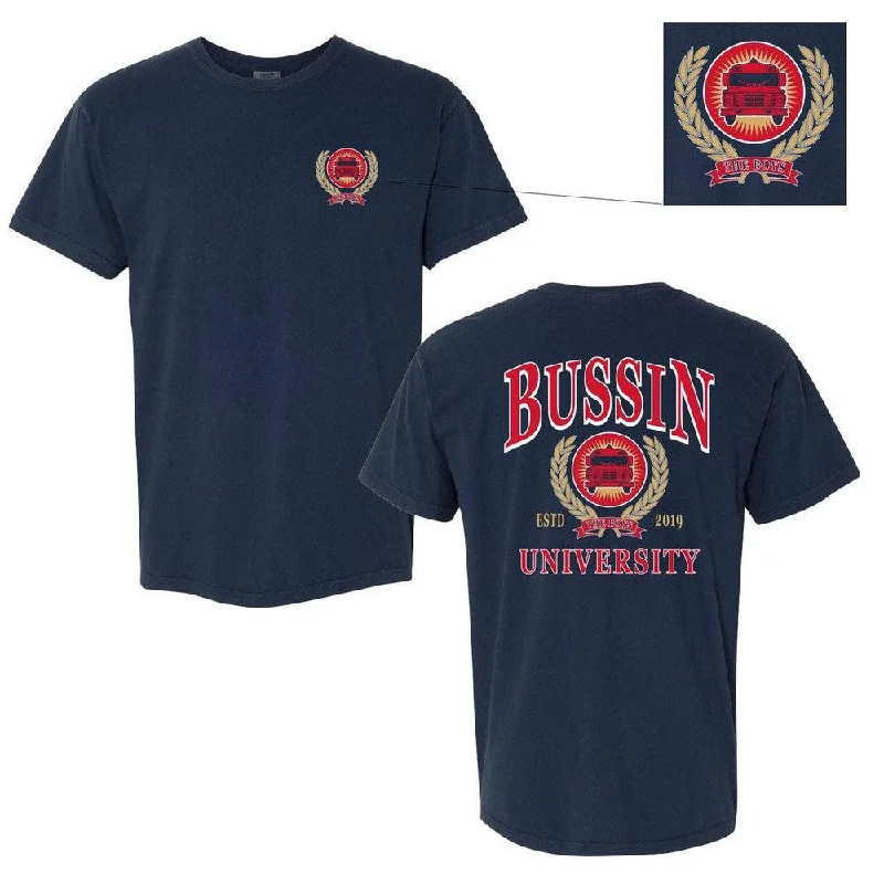 Men's sustainable athletic t-shirt-Bussin University Tee