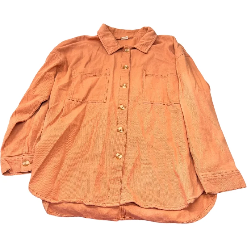 Men's packable jacket-Men's sustainable athletic t-shirt-Jacket Denim By Sunday Club In Orange Denim, Size: L