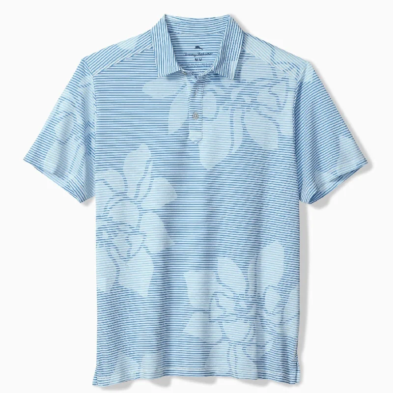 Men's ultra-light gym polo shirt-Men's tech fabric workout wear t-shirt-Tommy Bahama Men's IslandZone Costa Wave Grande Polo Shirt - Dusty Larkspur