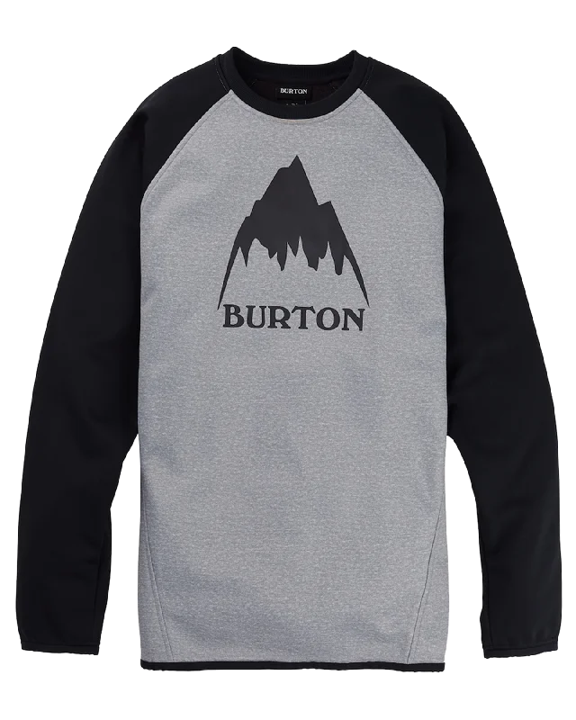 Men's uniform sweatshirt-Men's high-performance workout t-shirt-Burton Men's Crown Weatherproof Pullover Crewneck Fleece - Gray Heather/True Black