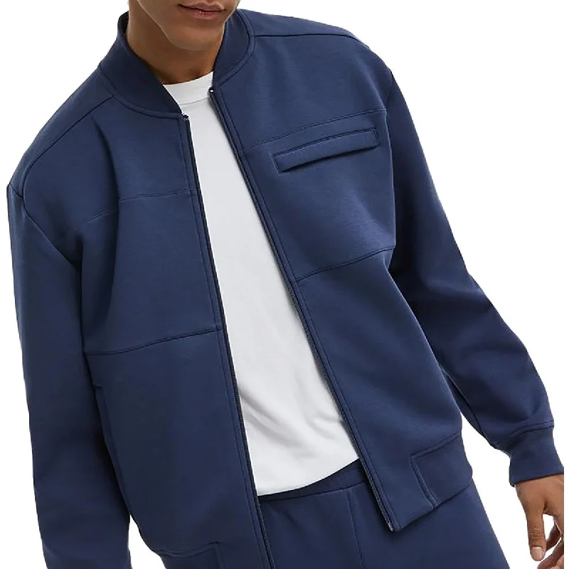 Men's custom jacket-Men's workout-ready athletic t-shirt-Mens Pocket Polyester Fleece Jacket