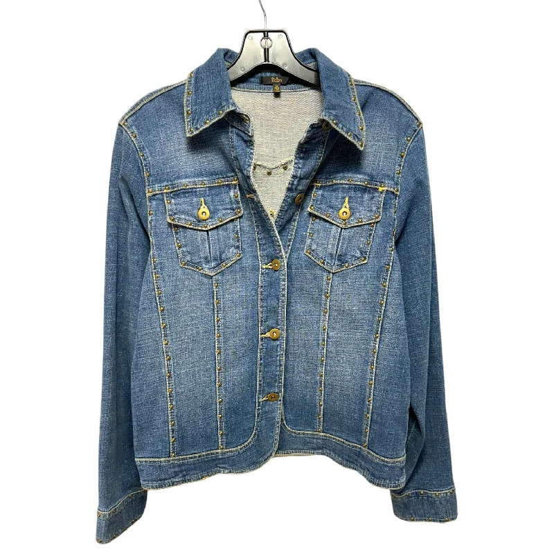 Men's packable jacket-Men's casual athletic wear t-shirt-Jacket Denim By Reba In Blue Denim, Size: M