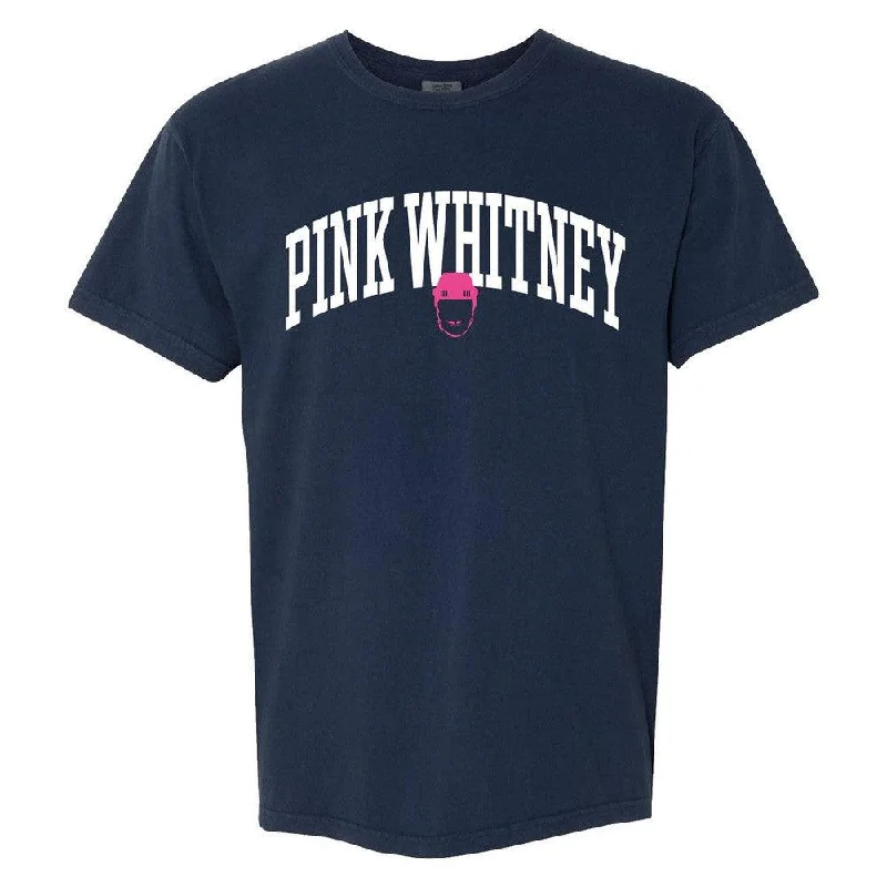 Men's breathable performance t-shirt-Pink Whitney Helmet Logo Tee