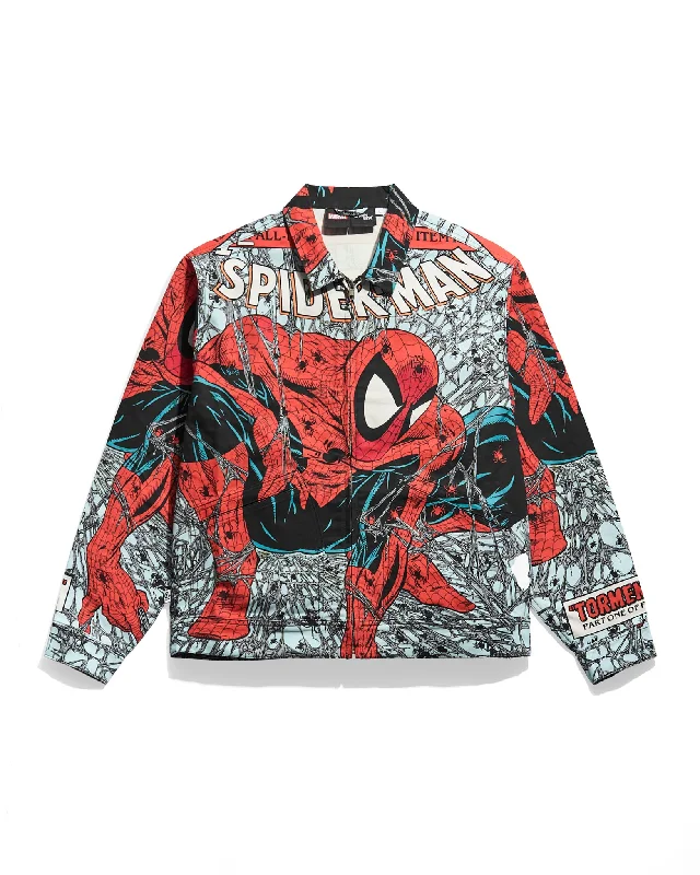 Men's parka jacket-Men's gym performance t-shirt-Spider-Man Torment Harrington Jacket