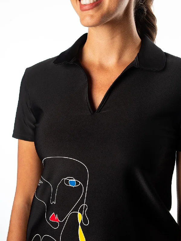 Men's organic performance polo shirt-Men's summer fitness t-shirt-Harper Black Portrait Polo - FINAL SALE