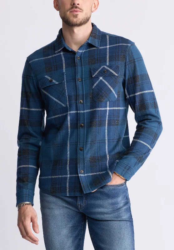 Men's casual shirt-Men's versatile fitness t-shirt-Samme Men's Plaid Blanket Shirt, Whale - BM24461