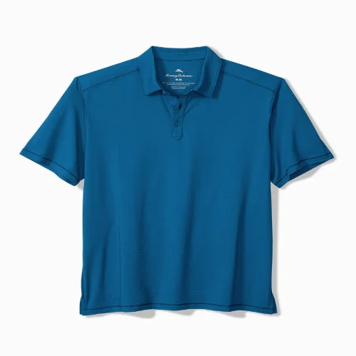 Men's tech-fabric casual wear polo shirt-Men's sustainable athletic t-shirt-Tommy Bahama Men's Costa Wave Polo Shirt - Deep Azure