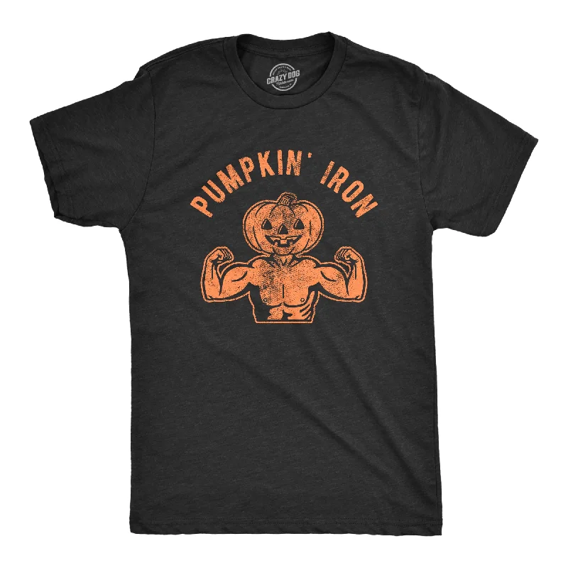 Men's tech fabric workout wear t-shirt-Pumpkin Iron Men's T Shirt