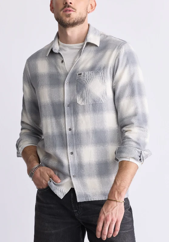 Men's performance shirt-Men's relaxed fit performance t-shirt-Sinclair Men's Long-Sleeve Plaid Shirt, Grey - BM24428