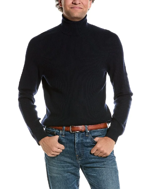 Men's football sweatshirt-Men's ultra-breathable gym t-shirt-Reiss Skipton Slim Fit Wool Roll Neck Sweater