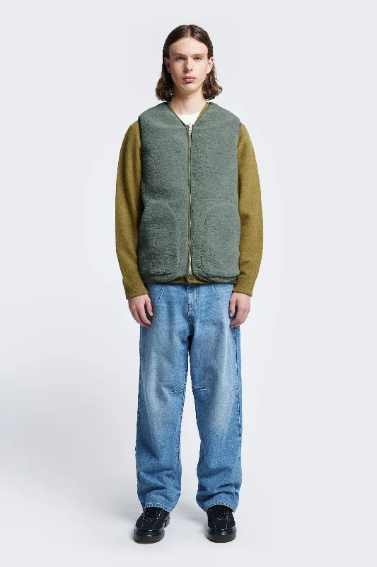 Men's lightweight jacket-Men's comfortable exercise t-shirt-Site Shearling Vest Petrol Green