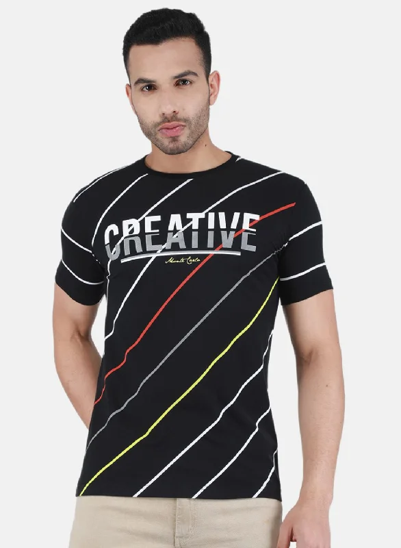 Men's weatherproof athletic wear t-shirt-Men Black Printed T-Shirt