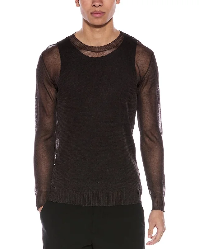 Men's moisture-wicking sweatshirt-Men's casual athletic wear t-shirt-Valentino Sheer Silk Crewneck Sweater