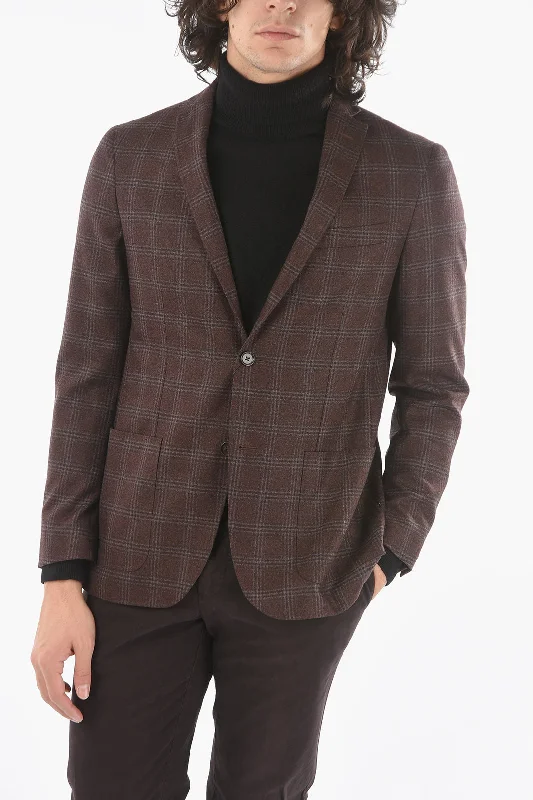 Men's oversized jacket-Men's workout-ready athletic t-shirt-Corneliani CC COLLECTION Blazer Windowpane Check