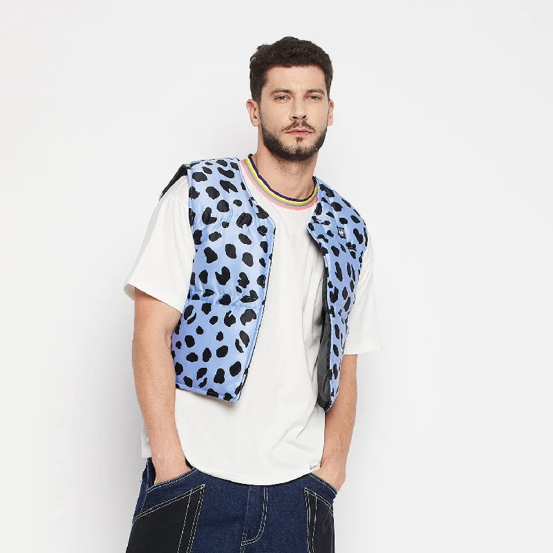 Men's travel coat-Men's casual athletic wear t-shirt-Blue Leopard Quilted Gillet