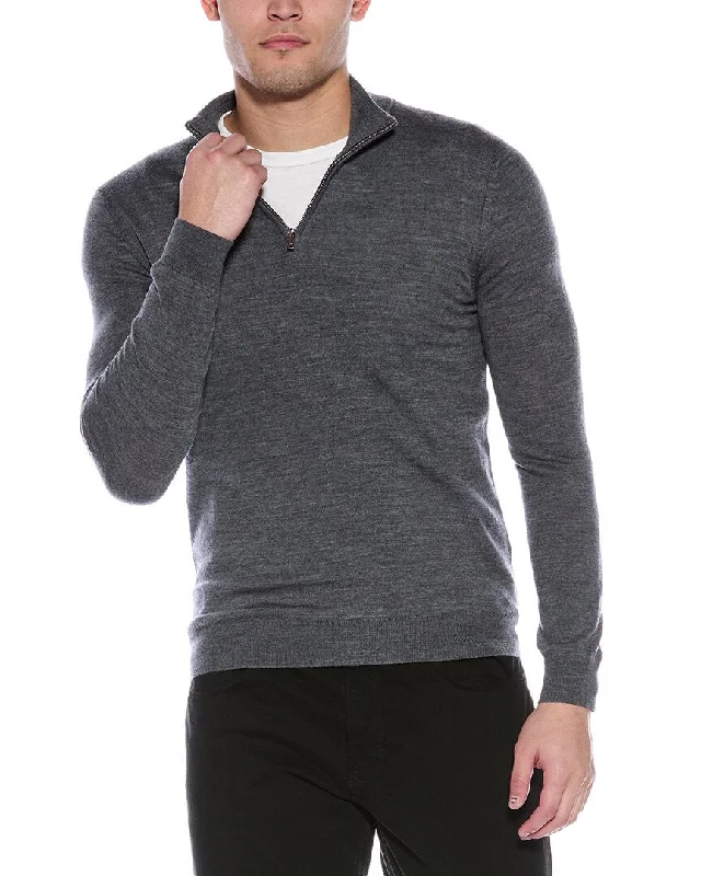 Men's smart casual sweatshirt-Men's casual athletic wear t-shirt-Reiss Blackhall Wool Funnel Neck Half Zip Sweater