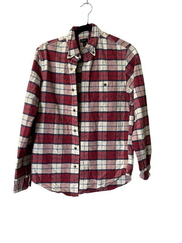 Men's snap button jacket-Men's high-performance workout t-shirt-Jacket Shirt By J. Crew In Plaid Pattern, Size: Xs