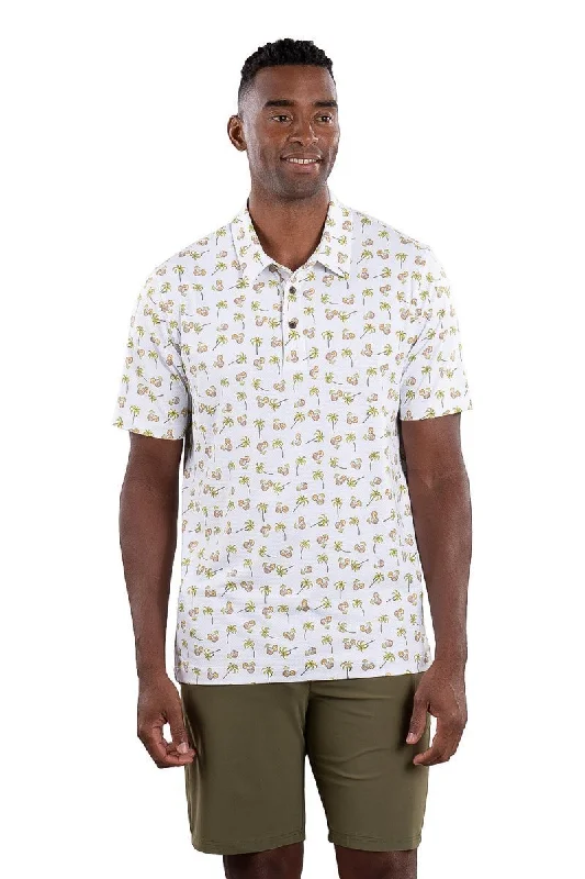 Men's weather-resistant travel polo shirt-Men's durable sports t-shirt-Toby Polo Palm Tree Print - FINAL SALE