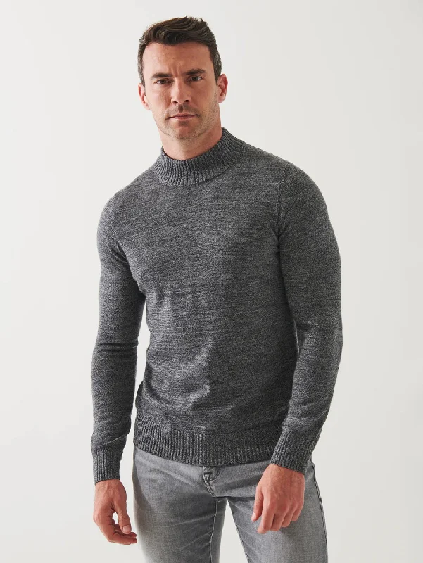 Men's stylish sweater-Men's performance sports t-shirt-Extra-Fine Merino Mock Neck Sweater - Asteroid