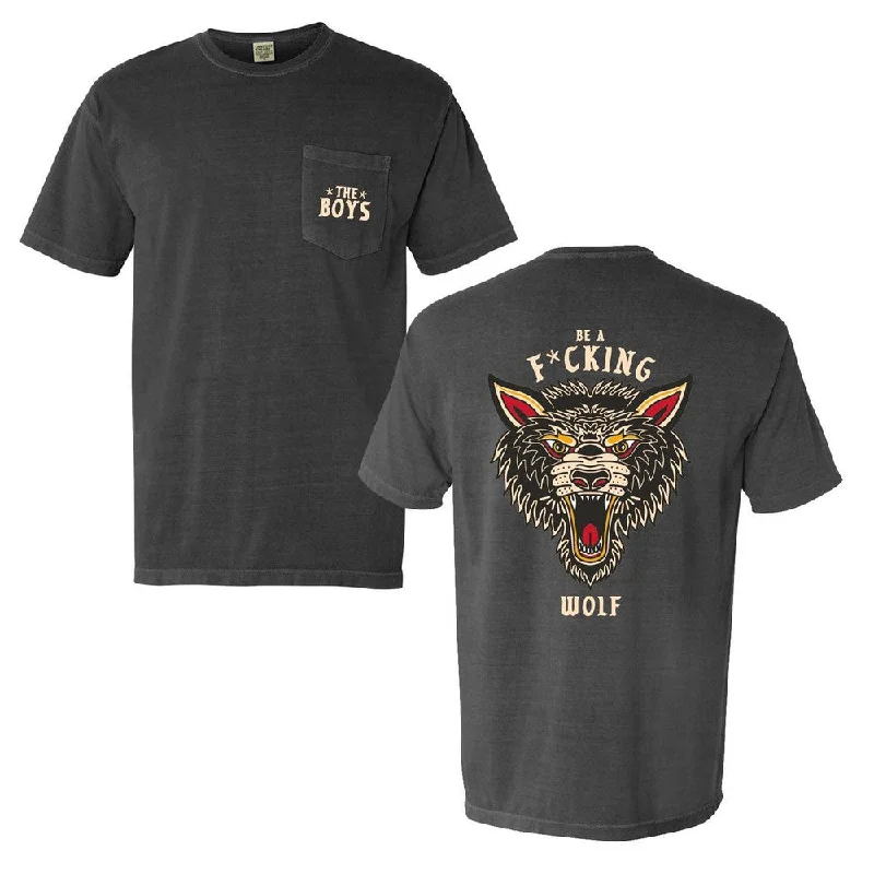 Men's durable sports t-shirt-Be A Wolf Pocket Tee