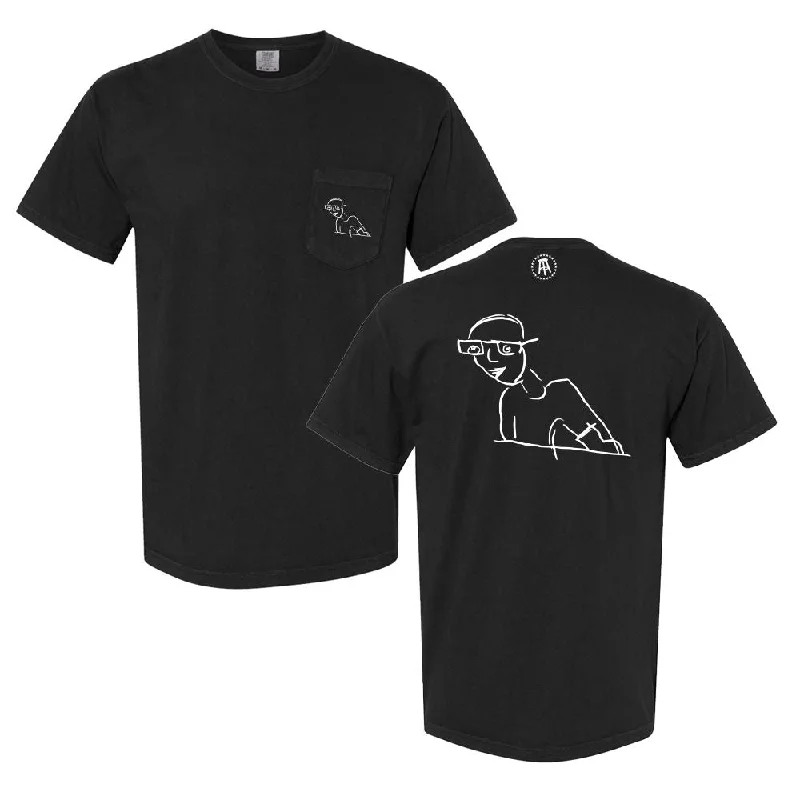 Men's summer fitness t-shirt-Kirk Minihane Drawing Pocket Tee