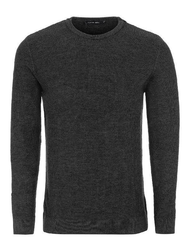 Men's weekend sweater-Men's organic athletic t-shirt-Charcoal Waffle Sweater