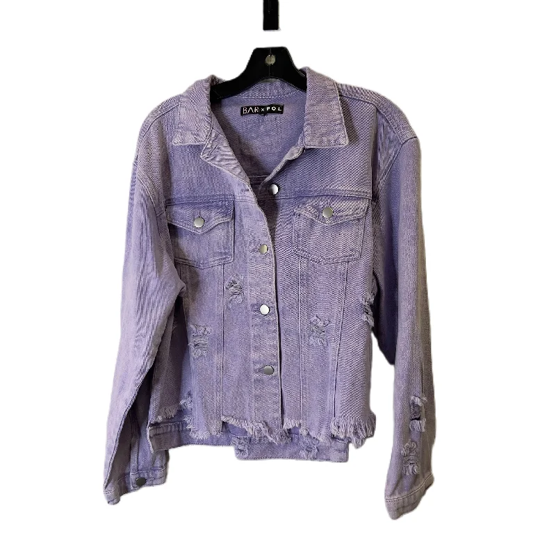 Men's belted jacket-Men's premium workout t-shirt-Jacket Denim By Clothes Mentor In Purple Denim, Size: M