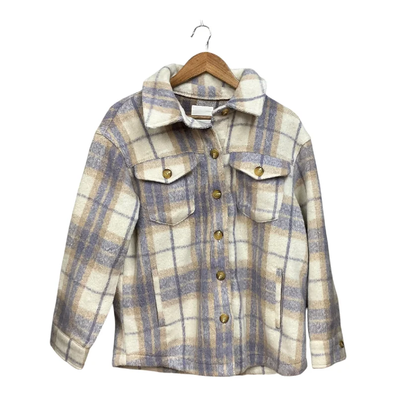 Men's heavy jacket-Men's durable sports t-shirt-Jacket Shirt By Avec Les Filles In Plaid Pattern, Size: L