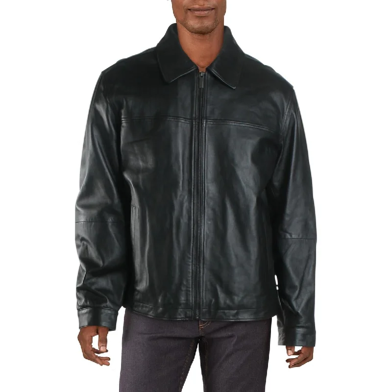 Men's suede jacket-Men's ultra-breathable gym t-shirt-Mens Winter Leather Jacket