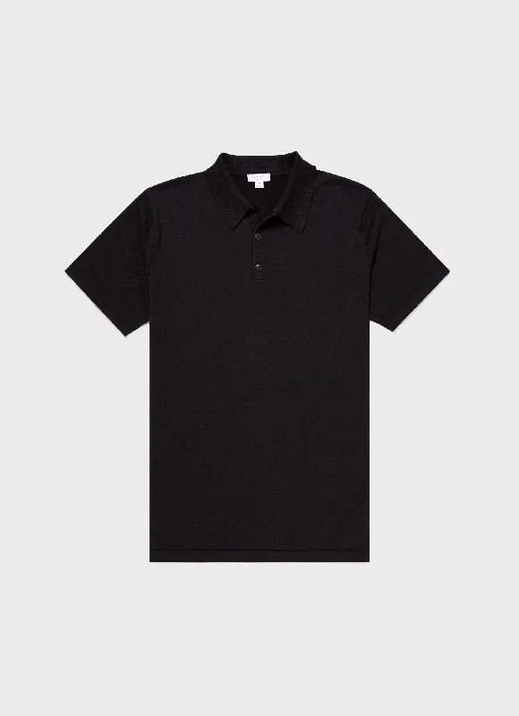 Men's adventure knit-Men's performance sports t-shirt-Men's Sea Island Cotton Polo Shirt in Black