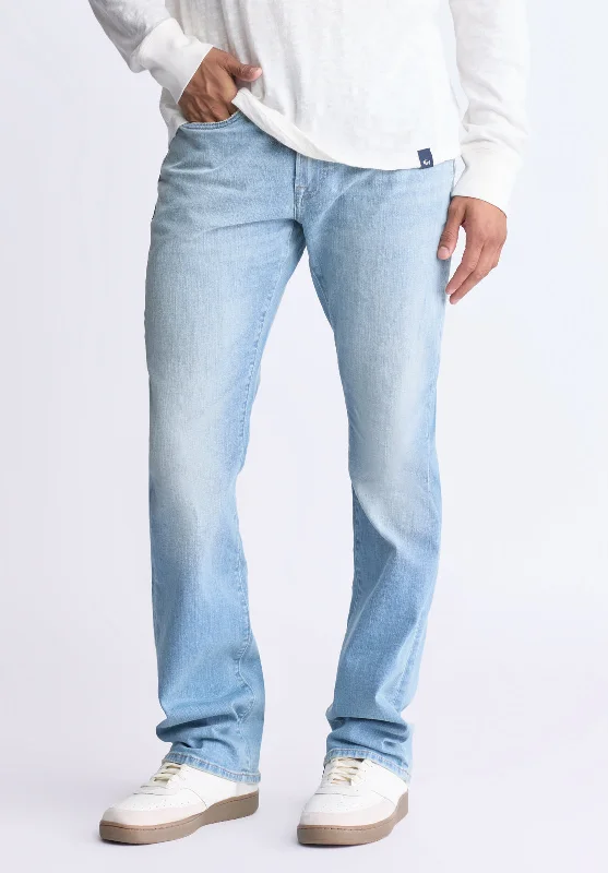 Men's quick-dry pants-Men's breathable performance t-shirt-Relaxed Boot Game Men's Vintage Feel Jeans, Light blue - BM26002