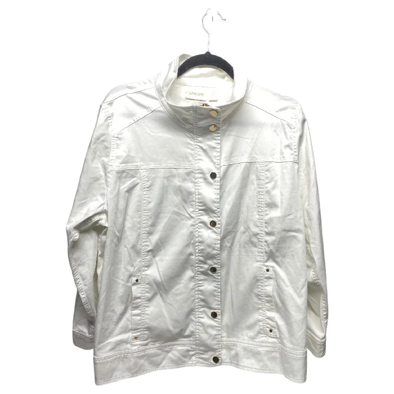 Men's snap button jacket-Men's ultra-breathable gym t-shirt-Jacket Other By Chicos In White, Size: Xl