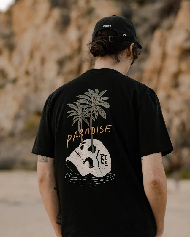 Men's sustainable athletic t-shirt-Paradise Palms T-Shirt - Washed Black