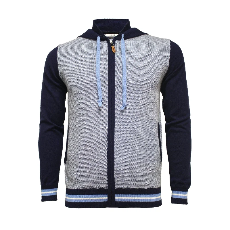 Men's concert sweater-Men's premium workout t-shirt-Hooded Cottom Cashmere Sweater in birdseye stitch Deauville