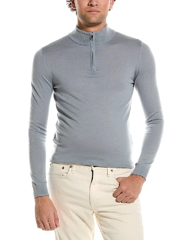 Men's hunting sweatshirt-Men's durable sports t-shirt-Reiss Blackhall Merino Wool 1/2-Zip Funnel Neck Sweater