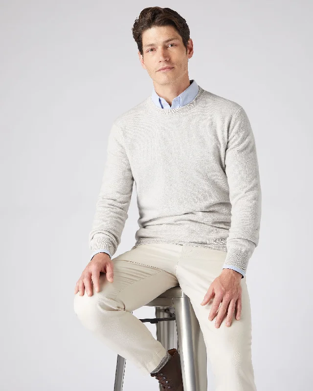 Men's basic sweater-Men's breathable performance t-shirt-Men's The Oxford Round Neck Cashmere Sweater Pebble Grey