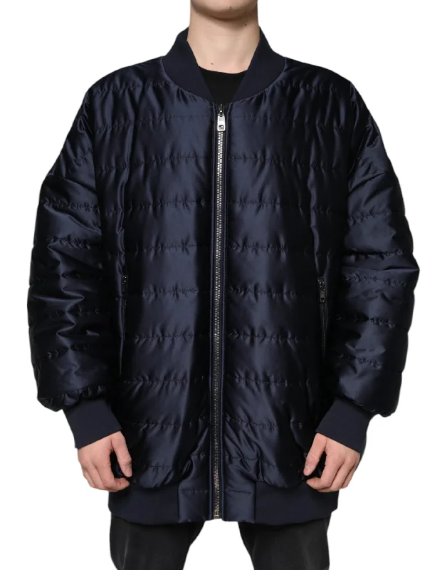 Men's timeless jacket-Men's ultra-breathable gym t-shirt-Dolce & Gabbana   Quilted Full Zip Bomber Men's Jacket