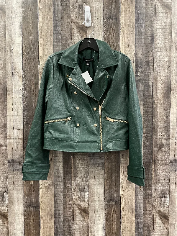 Men's corduroy jacket-Men's breathable performance t-shirt-Jacket Leather By Catherine Malandrino In Green, Size: S