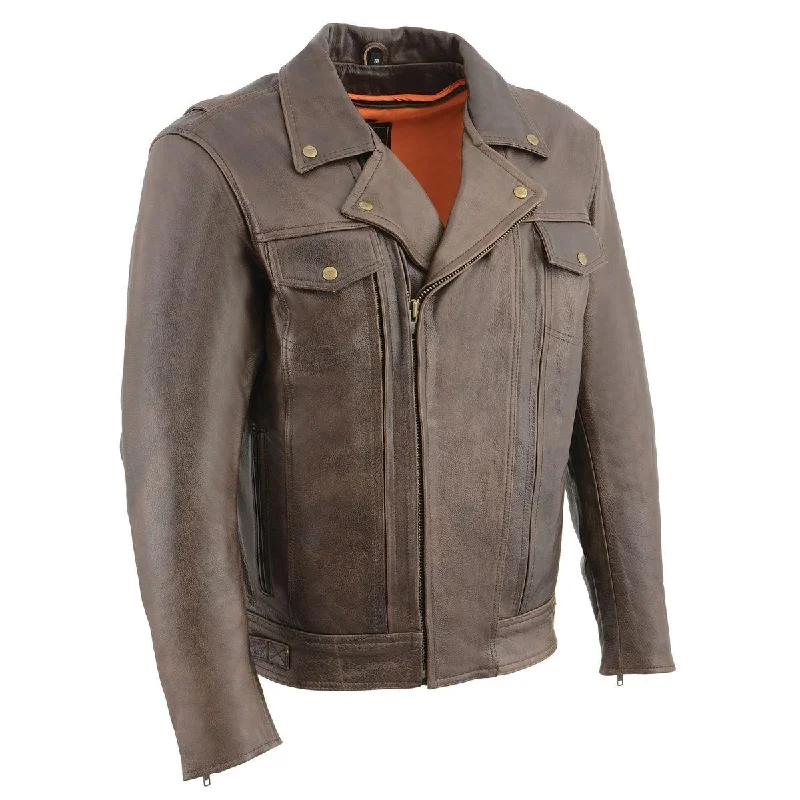 Men's relaxed fit jacket-Men's weatherproof athletic wear t-shirt-Milwaukee Leather MLM1522 Men's ‘Vented’ Retro Brown Leather Motorcycle Jacket