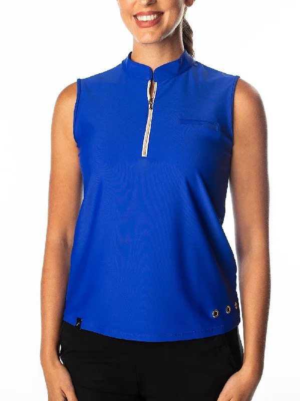 Men's ultra-light casual wear polo shirt-Men's active lifestyle t-shirt-Polly Cobalt Blue Sleeveless Polo - FINAL SALE