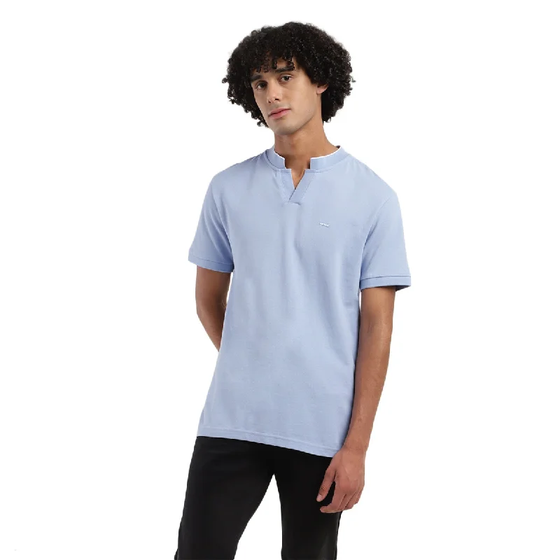 Men's breathable performance t-shirt-Men's Solid Slim Fit Polo T-Shirt