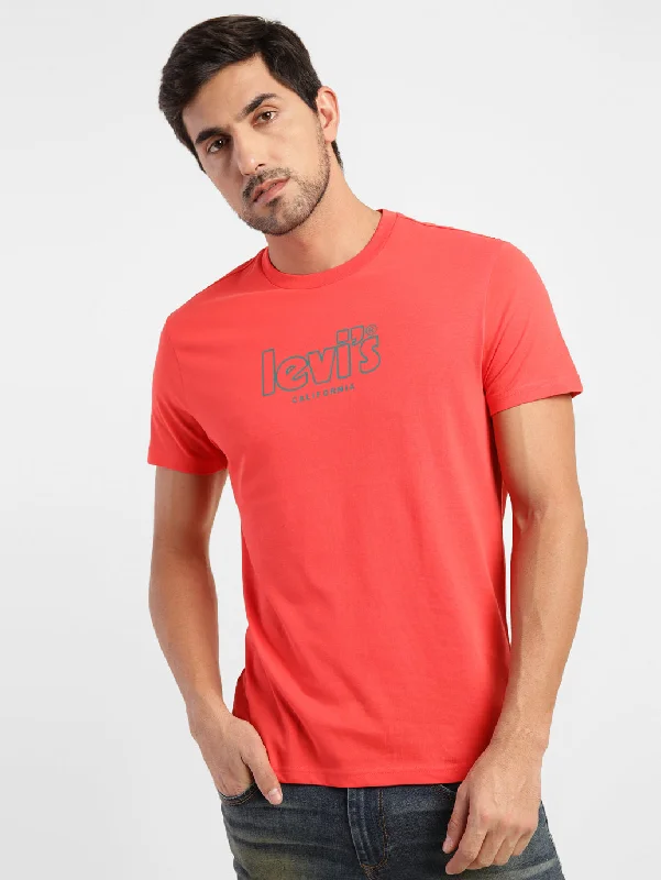 Men's fashion-forward activewear t-shirt-Men's Brand Logo Slim Fit T-shirt Red