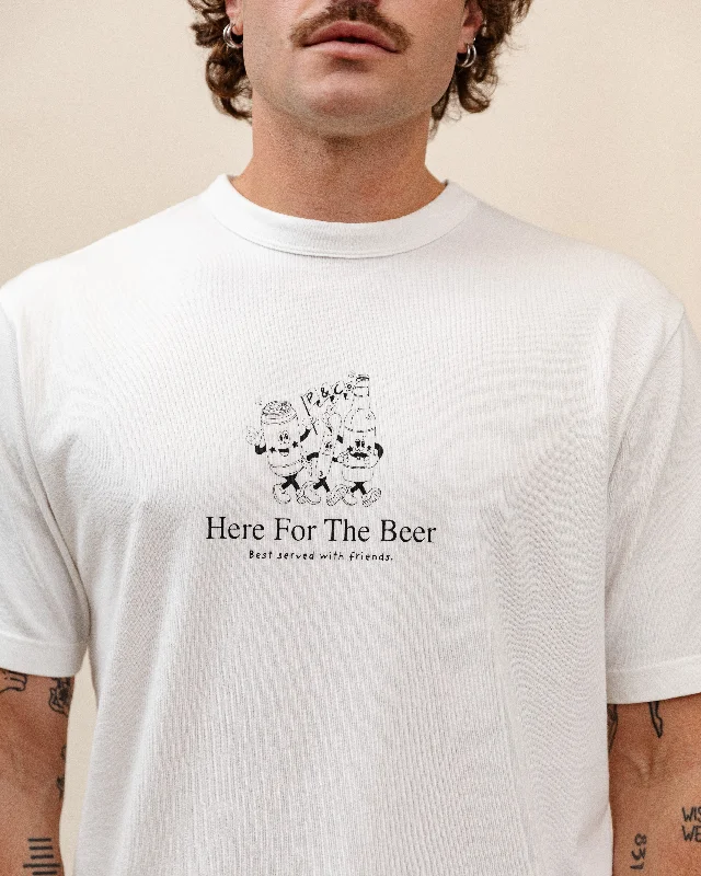 Men's comfortable exercise t-shirt-Here For The Beer 2.0 T-Shirt - Off White